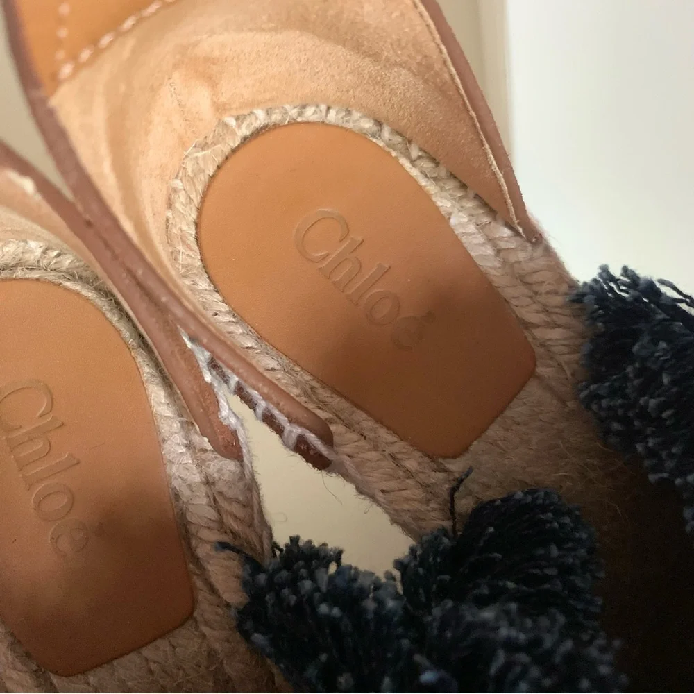 Chloe suede denim wedge heels
